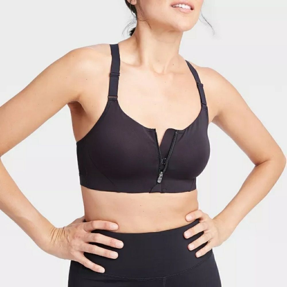 Women's High Support Zip Front Sports Bra New